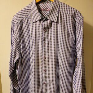 Robert Graham Men's Button Down Long Sleeve Shirt - Purple Plaid - Size 2XL